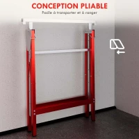 HOMCOM Lot de 2 tréteaux pliables télescopiques hauteur réglable 80-130 cm rouge(m-6)