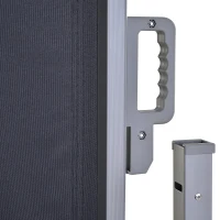 Outsunny 600 x 180 cm (HxL) Retractable Awning Double Canopy Side Privacy Protection Sun Shade Side Blind w/ Steel Frame Versatile Use In Garden Patio - Dark Grey(m-7)