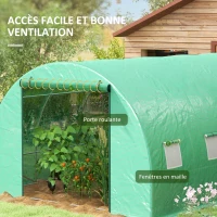 Outsunny Serre de Jardin Tunnel 18 m² avec système d'arrosage intégré, 6L x 3l m 12 fenêtres Porte enroulable Vert(m-6)