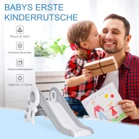 HOMCOM Kinderrutsche Babyrutsche Indoor-Rutsche faltbare Spielzeugrutsche Cartoon-Astronautenform für 1-3 Jahre Kinder verlängert sicher Dreiecksstruktur PE Grau 133x52x58 cm(m-4)