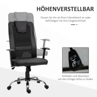 Vinsetto Bürostuhl Drehstuhl höhenverstellbar Chefsessel Schreibtischstuhl ergonomisch PU schwarz 66 x 73 x 108-118 cm(m-4)