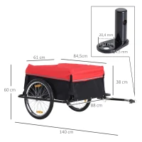 HOMCOM Fahrradanhänger Klappbar Lastenanhänger mit Kupplung,Transportwagen bis 40 kg belastbar, Transportanhänger Anhänger für Fahrrad Handwagen 140 x 88 x 60 cm(m-3)