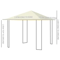 Outsunny 3 x 3 Meters Patio Garden Metal Gazebo Marquee Steel Frame with Canopy Awning Tent Water Resistant Cream(m-3)