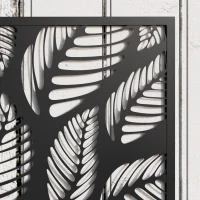 Outsunny Jardinera Elevada con Panel de Privacidad de Hojas Decorativas de Metal y Opción de Montaje en Pared 61x23x113 cm Negro(m-8)