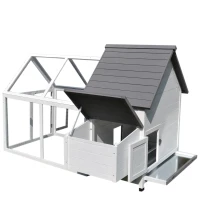 PawHut Gabbia per Galline con Corsa Tetto Impermeabile da Giardino, Pollaio per Galline Ovaiole da Esterno in Legno 166 x 124 x 112 cm(m-10)