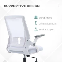 Vinsetto Office Chair, with Lumbar Support - White(m-5)