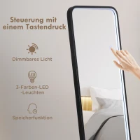 HOMCOM Standspiegel Wandspiegel Ganzkörperspiegel inklusive Wandbefestifung, 151,5 x 50 x 4 cm, Schwarz(m-4)