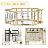 PawHut Welpenlaufstall DIY-Design  6 Gitter Schwarz + Metall(m-5)