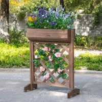 Outsunny Jardinera con Enrejado de Madera Maciza Soporte para Flores Plantas Trepaderas Balcón Patio Jardín al Aire Libre 68x30x85,5 cm Marrón(m-2)