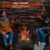 Outsunny Feuerschale modern Feuerkorb rechteckig Feuerstelle für Garten Camping BBQ Metall Schwarz 45 x 45 x 43 cm(m-4)