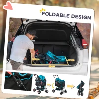 PawHut Dog Pram Dog Stroller Pet Pushchair Foldable with Brake, Cupholder, Safety Leash, for Miniature Dogs(m-5)