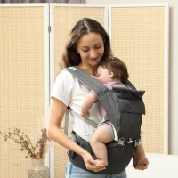 AIYAPLAY 6-in-1 Baby Carrier for Newborns-Toddlers, with Removable Seat, for Ages 0-36 Months, Up to 15kg, Grey(m-2)
