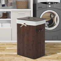 HOMCOM Panier à Linge en Bambou Brun Foncé(m-8)