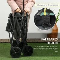 Outsunny Bollerwagen mit Dach, klappbar, 110L Kapazität, Stahlrahmen, 97x52x105 cm, Schwarz(m-4)
