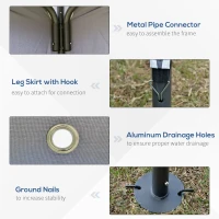 Outsunny 3.5x3.5m Side-Less Outdoor Canopy Tent Gazebo w/ 2-Tier Roof Steel Frame Garden Party Gathering Shelter Grey(m-5)