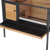 PawHut Cage à lapins en bois sur pieds, clapier pour rongeurs, cochons d'inde avec toit ouvrable - dim. 91,5L x 45l x 70H cm(m-9)