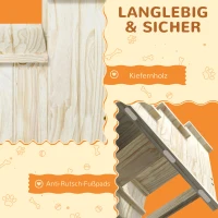 PawHut Haustiertreppe Hundetreppe, 3 Stufen, Kiefernholz, 40 cm x 46,5 cm x 45 cm, Natur(m-6)