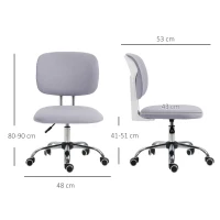 Vinsetto Sedia da Ufficio ad Altezza Regolabile in Tessuto Effetto Lino con Schienale Ricurvo, 48x53x80-90 cm, Grigio(m-3)