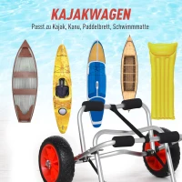 HOMCOM Alu Kanuwagen Kajakwagen Surfwagen klappbar mit Gurt Kunstleder-Räder Silber bis 75 kg 68 x 44,5 x 40 cm(m-4)