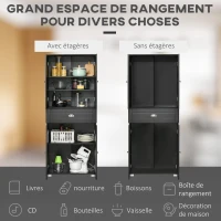 HOMCOM Buffet de cuisine armoire de cuisine contemporaine multi-rangements 4 portes + grand tiroir dim. 76,2L x 40P x 184H cm MDF noir(m-9)