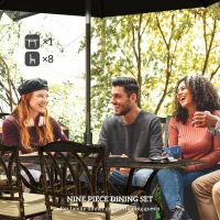 Outsunny Nine-Piece Cast Aluminium Garden Dining Set - Bronze Tone(m-4)