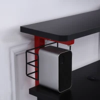 HOMCOM Scrivania da Gaming con Ripiano Monitor, Scrivania per Computer Porta PC con Gancio e Portabicchieri Nera e Rossa, 120x60x97cm(m-8)