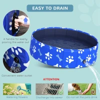 PawHut Foldable Dog Paddling Pool Pet Cat Swimming Pool Indoor/Outdoor Collapsible Bathing Tub Shower Tub Puppy Φ80 × 20H cm S Sized(m-5)