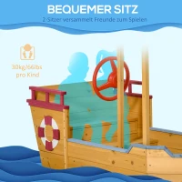 Outsunny Sandkasten Schiff Design Matschekiste aus Holz Segelschiff mit Sitzbank Flaggenmast Piratenschiff für Kinder 3-8 Jahre Sandkiste für den Garten Outdoor Sandbox Orange 160 x 70 x 103 cm(m-5)