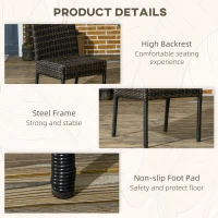 Outsunny Set of Two Armless Rattan Garden Chairs - Brown(m-6)