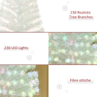 HOMCOM 5 Feet Prelit Artificial Christmas Tree with Fiber Optic LED Light, Holiday Home Xmas Decoration, White(m-8)