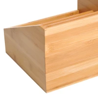 HOMCOM Boite de Rangement de Bureau - Organiseur de Bureau - 7 Compartiments, 2 tiroirs - Bambou Verni, Bambou(m-9)