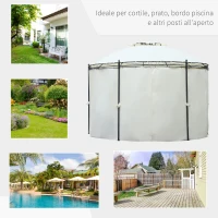 Outsunny Gazebo da Giardino Rotondo con Doppio Tettuccio, Cinghie e Tende, Ø3.5x2.8m, Bianco(m-6)