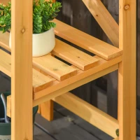Outsunny Mesa de Plantación Plegable Mesa de Jardinería de Madera con Placa de Zinc y Estante para Jardín Terraza Balcón 85x44x89 cm Amarillo(m-8)