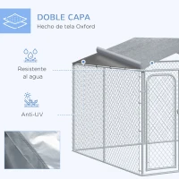 PawHut Jaula para Perros de Exterior con Toldo Anti-UV Impermeable y Marco de Acero para Jardín Patio 300x300x234 cm Plata(m-5)