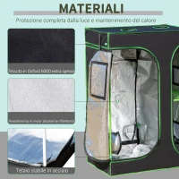 Outsunny Serra Idroponica per Interni, Tessuto Riflettente e Prese d'Aria, Porte e Finestre, 90x60x135cm Nero e Verde(m-4)
