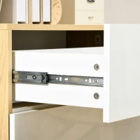 HOMCOM Cómoda con 4 Cajones de Alto Brillo Cajonera de Madera para Dormitorio Salón Oficina 70x35x92 cm Blanco y Natural(m-7)