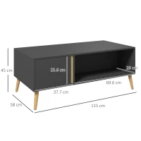HOMCOM Coffee Table for Living Room, Modern Centre Table with Storage Compartments and Cabinets, Rectangular Side Table, 115x 58x 45cm, Grey(m-3)
