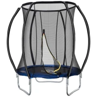 HOMCOM Trampoline Ø 183 cm avec filet de sécurité et revêtement antirouille galvanisé usage extérieur bleu et noir(m-11)