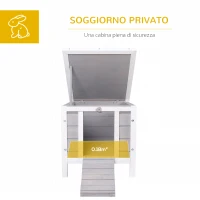 PawHut Gabbia per Conigli in Legno da Esterno con Tetto in Asfalto e Rampa Antiscivolo, 42x51x43cm, Grigia(m-4)