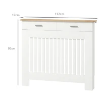 HOMCOM Copritermosifone a Doghe Antiribaltamento con Cassetto Portaoggetti, in Legno, 112x19x97 cm, Bianco(m-3)