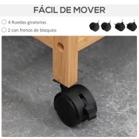 HOMCOM Cesto para Ropa Sucia Cesta para la Colada de Bambú con 2 Bolsas de Tela Extraíbles y Ruedas 42x35x84,5 cm Gris(m-7)
