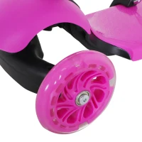 HOMCOM 5 en 1 Trottinette pour Enfants Trottinette 3 Roues évolutive Hauteur Guidon réglable charge max. 60 Kg Canne télescopique Selle Dossier Amovible Rose(m-8)