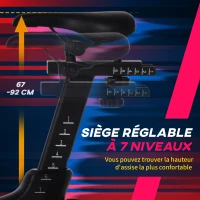 HOMCOM Vélo d'appartement ergomètre vélo de biking résistance magnétique selle réglable 2 roulettes de déplacement écran LCD acier rouge noir(m-5)
