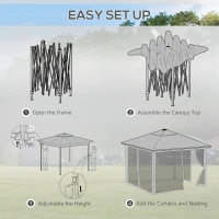 Outsunny 3 x 3 Sturdy Pop Up Gazebo with Solar-Powered LED Lights, Adjustable for Outdoor Events, Khaki(m-6)