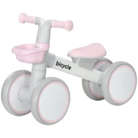 AIYAPLAY Bicicleta sin Pedales para Niños de 12-36 Meses con Asiento Ajustable Cesta y 4 Ruedas Silenciosas 56x27x39 cm Rosa(m-10)