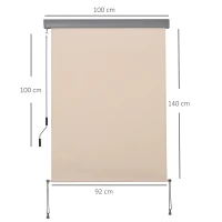 Outsunny Senkrechtmarkise Balkonmarkise Vertikalmarkise Windschutz Seitenrollo Sichtschutz mit Handkurbel Polyesterstoff+Aluminium Cremeweiß 140 x 100 cm(m-3)