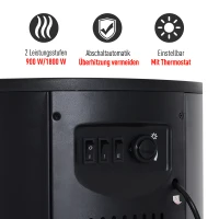 HOMCOM Elektrokamin mit Heizung, elektrischer Kamin mit LED Flammeneffekt, 900/2000W Dekokamin, elektrisch Kaminfeuer Kaminofen, Schwarz(m-5)