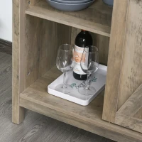 HOMCOM Buffet bahut vaisselier 2 étagères porte à galandage MDF panneaux particules imitation bois veinage gris métal noir(m-8)