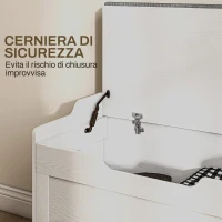 HOMCOM Panca Contenitore da 103L Multifunzione in Legno con Cuscino in Tessuto, 75x40x56cm, Bianco(m-6)