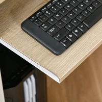 HOMCOM Bureau secrétaire bureau informatique simple pour enfant avec tablette clavier et tiroir coulissant chêne clair blanc(m-7)